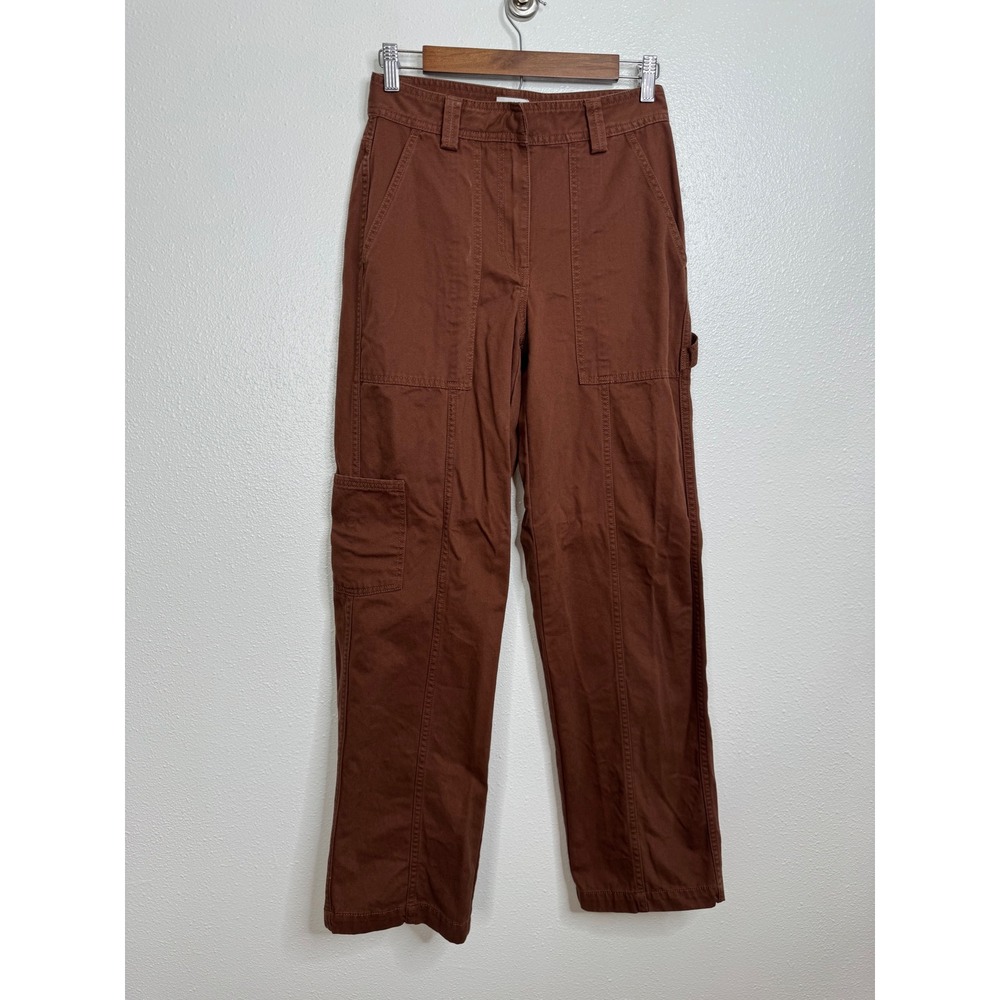 Sunday Best Aritzia Brown‎ Organic Cotton Carpenter Pants High Waisted Size 6